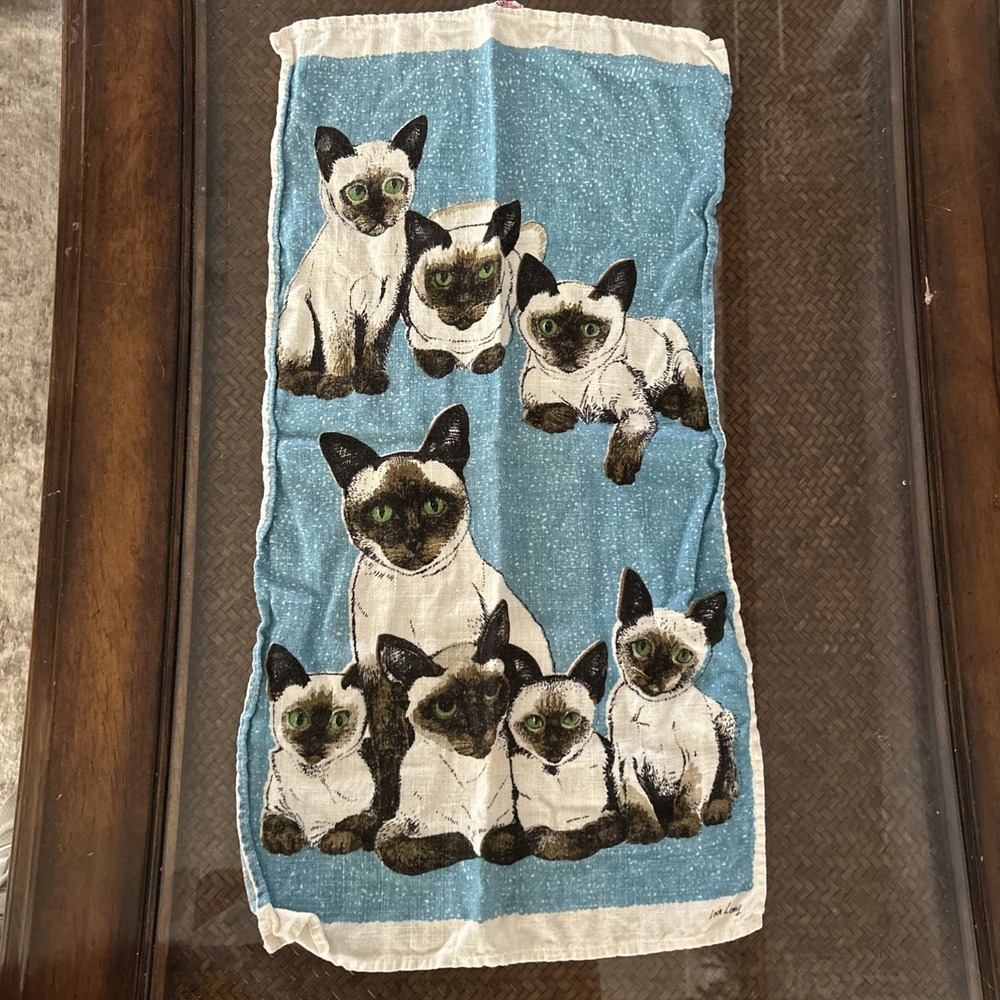 Ulster Weavers VTG Irish Linen Tea Towel Siamese Cat And Kittens Fallani & Cohn